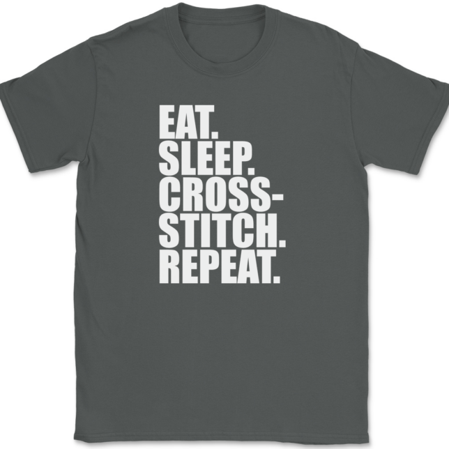 Eat Sleep Cross-Stitch Repeat T-Shirt Mens Tee - Image 3