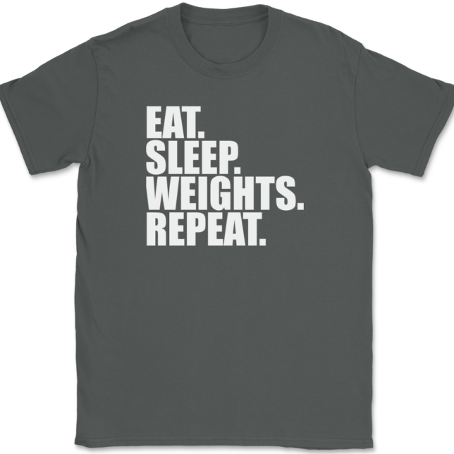 Eat Sleep Weights Repeat T-Shirt Mens Tee - Image 3