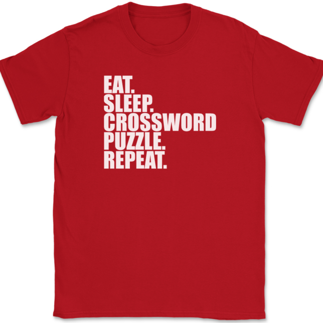 Eat Sleep Crossword Puzzle Repeat T-Shirt Mens Tee - Image 4