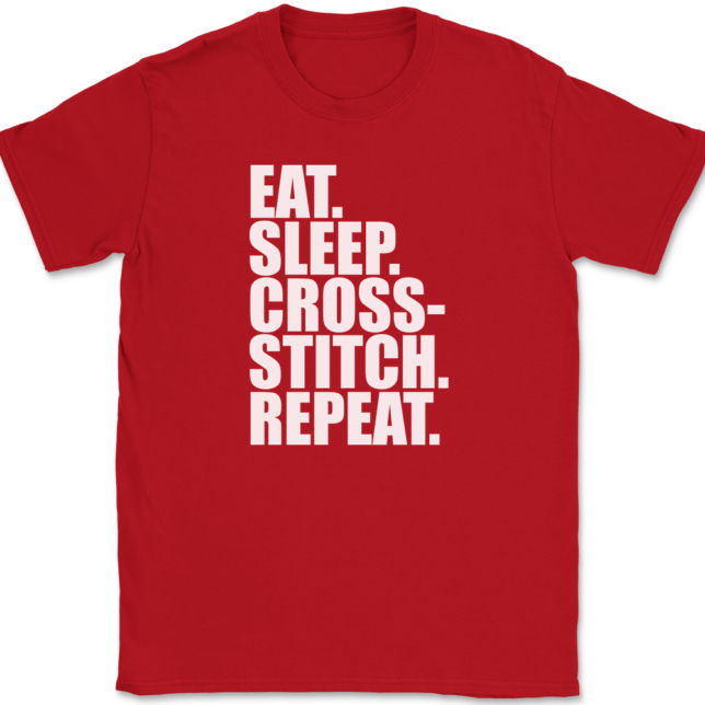 Eat Sleep Cross-Stitch Repeat T-Shirt Mens Tee - Image 4