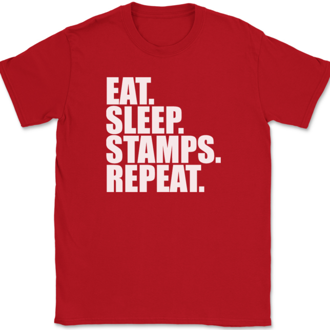 Eat Sleep Stamps Repeat T-Shirt Mens Tee - Image 4