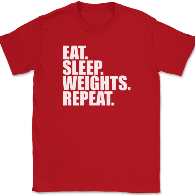 Eat Sleep Weights Repeat T-Shirt Mens Tee - Image 4