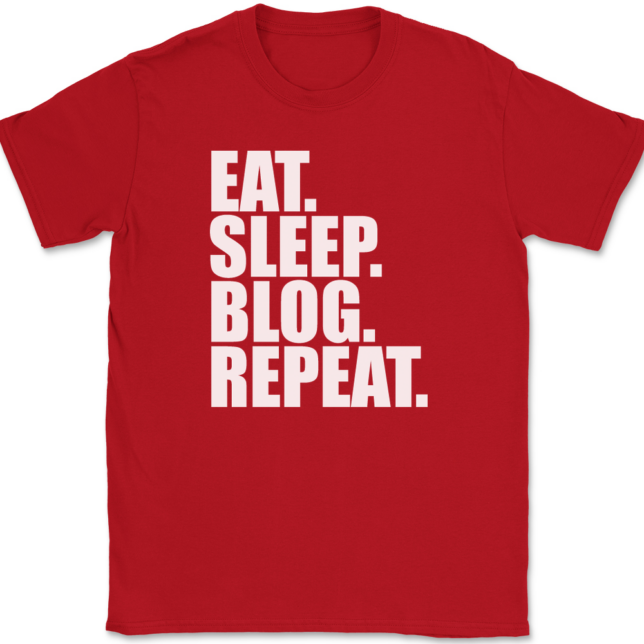 Eat Sleep Blog Repeat Blogging T-Shirt Mens Tee - Image 4