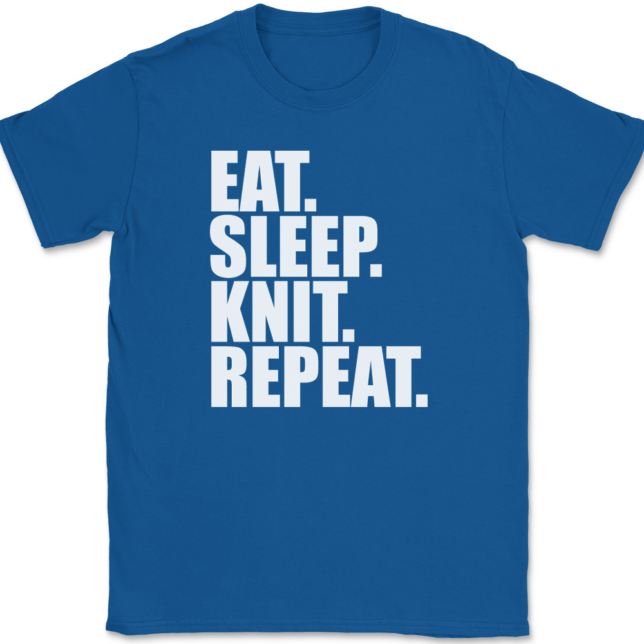 Eat Sleep Knit Repeat Knitting T-Shirt Mens Tee - Image 5