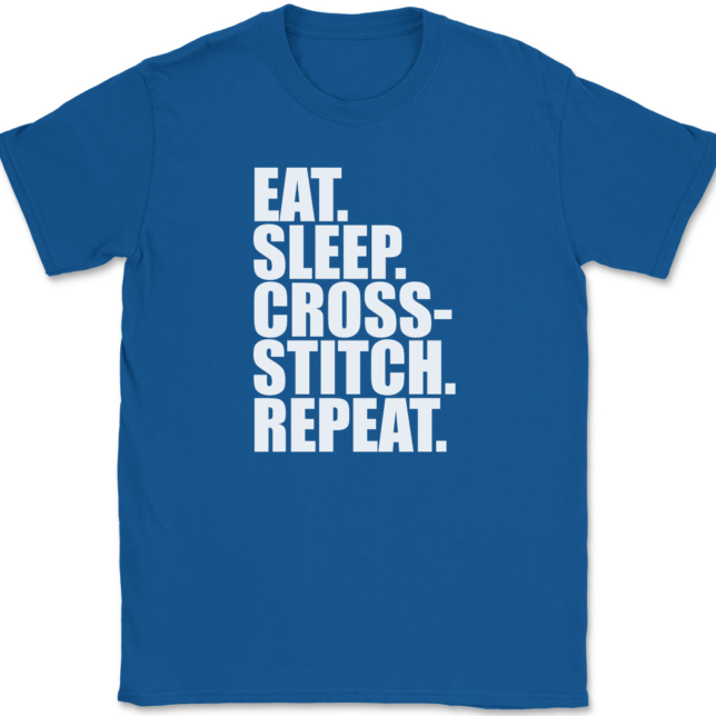 Eat Sleep Cross-Stitch Repeat T-Shirt Mens Tee - Image 5