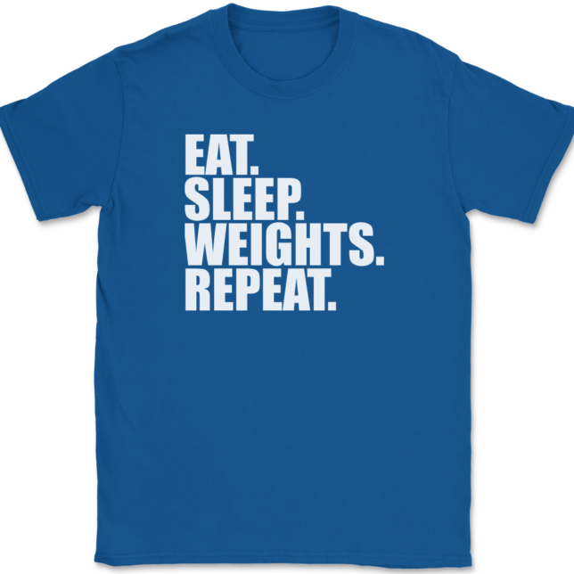 Eat Sleep Weights Repeat T-Shirt Mens Tee - Image 5