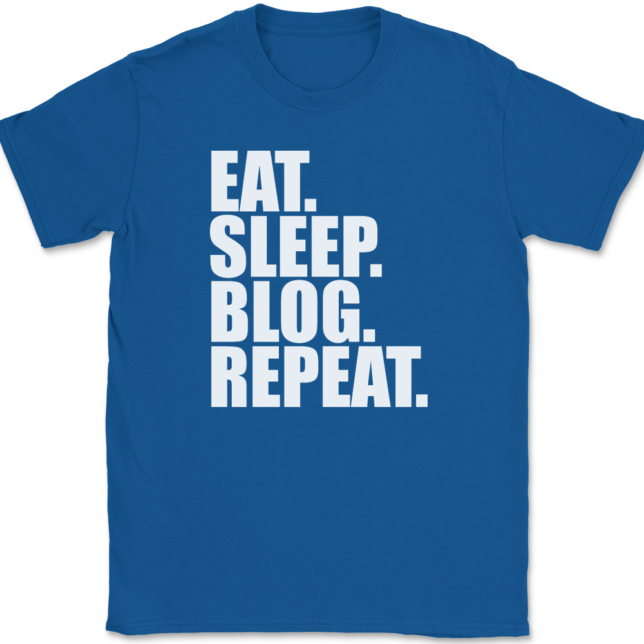 Eat Sleep Blog Repeat Blogging T-Shirt Mens Tee - Image 5