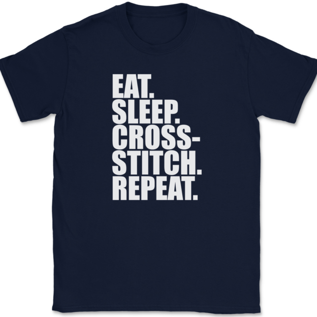 Eat Sleep Cross-Stitch Repeat T-Shirt Mens Tee - Image 6