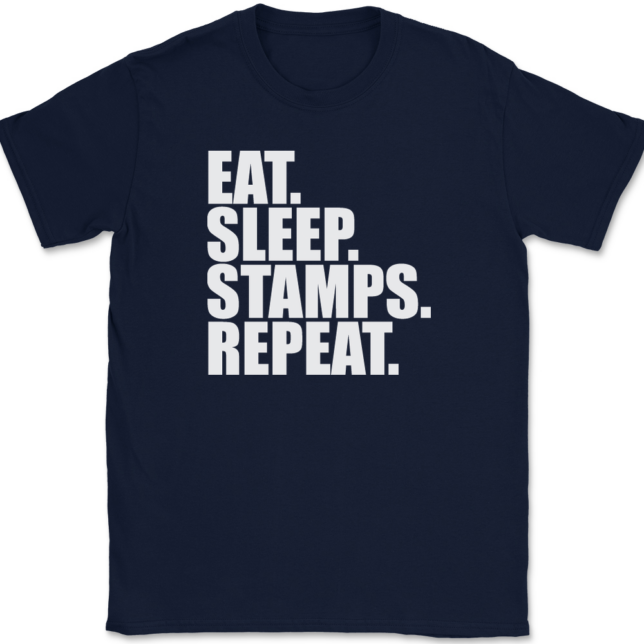 Eat Sleep Stamps Repeat T-Shirt Mens Tee - Image 6