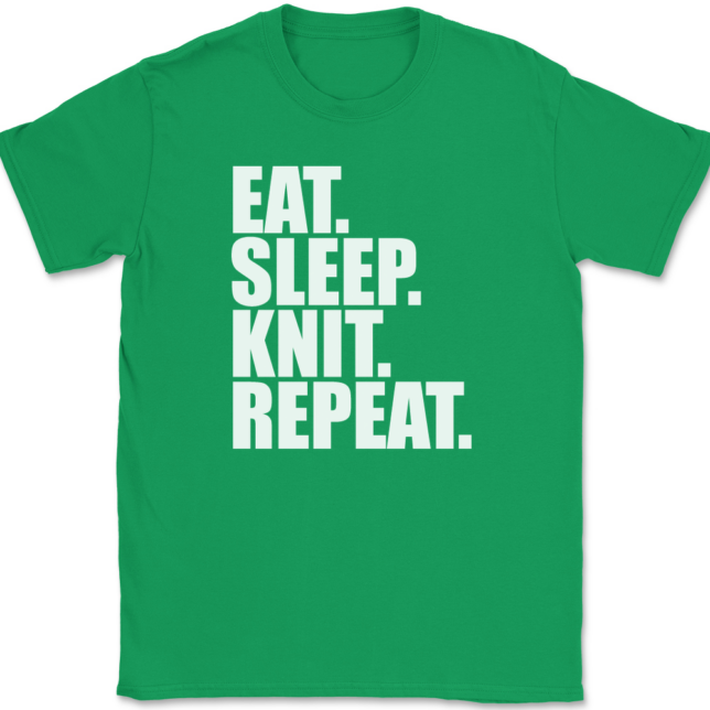 Eat Sleep Knit Repeat Knitting T-Shirt Mens Tee - Image 7