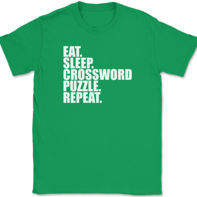 Eat Sleep Crossword Puzzle Repeat T-Shirt Mens Tee - Image 7