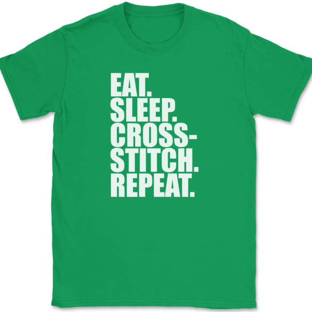 Eat Sleep Cross-Stitch Repeat T-Shirt Mens Tee - Image 7