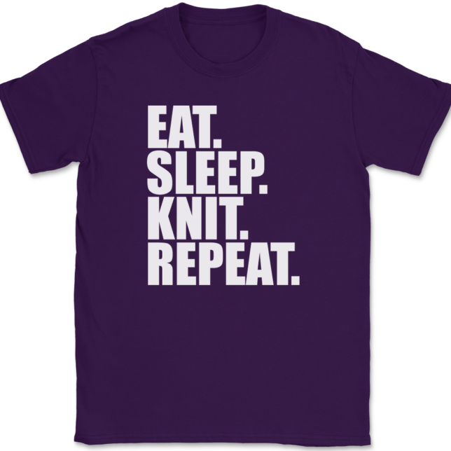 Eat Sleep Knit Repeat Knitting T-Shirt Mens Tee - Image 8