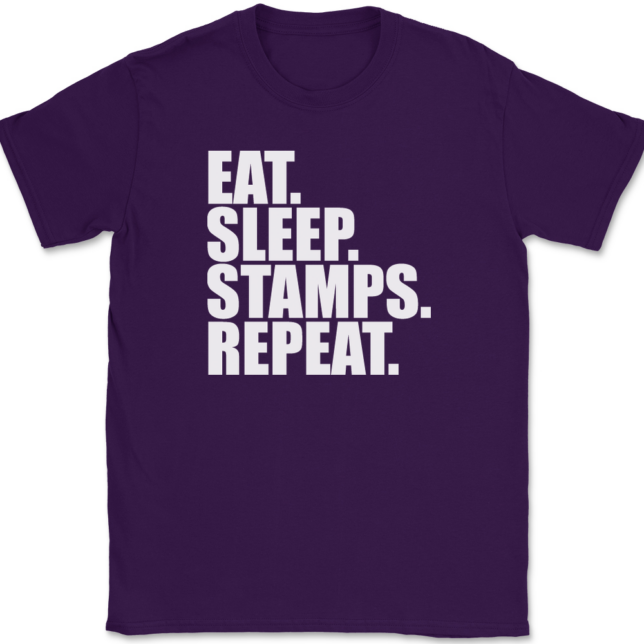 Eat Sleep Stamps Repeat T-Shirt Mens Tee - Image 8