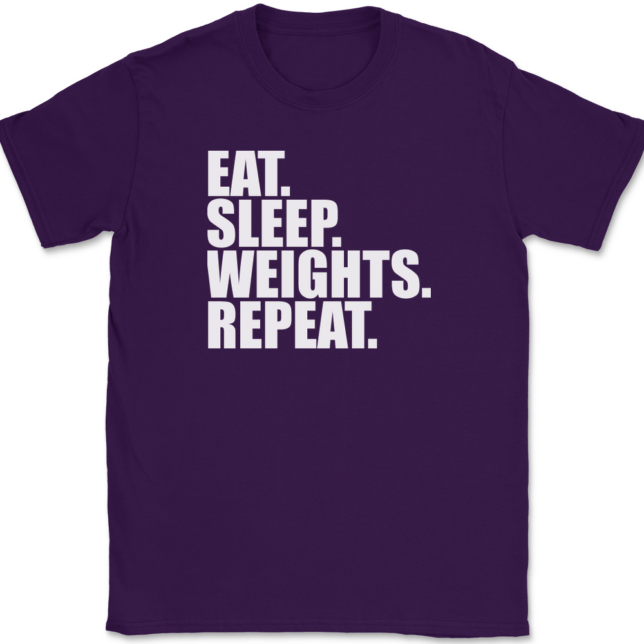 Eat Sleep Weights Repeat T-Shirt Mens Tee - Image 8