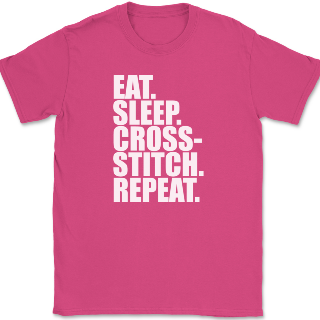 Eat Sleep Cross-Stitch Repeat T-Shirt Mens Tee - Image 9