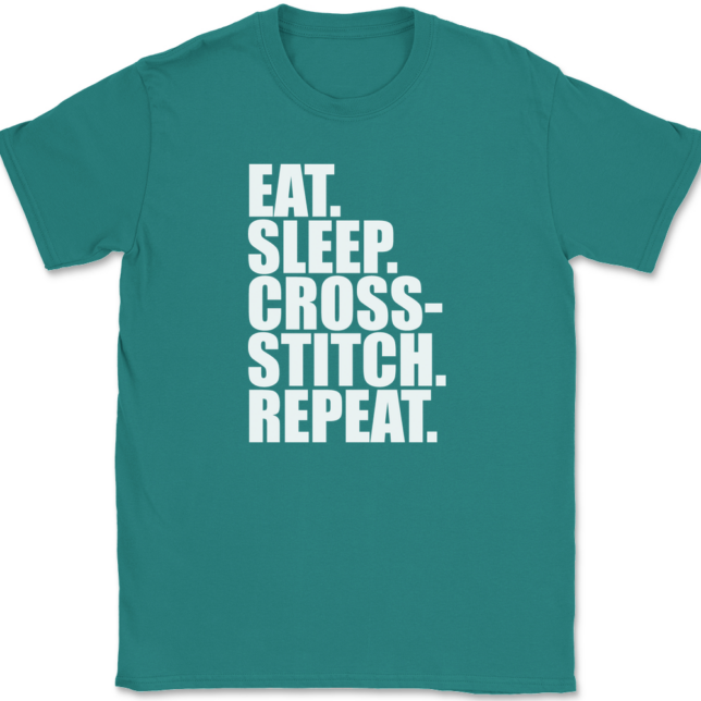 Eat Sleep Cross-Stitch Repeat T-Shirt Mens Tee - Image 11