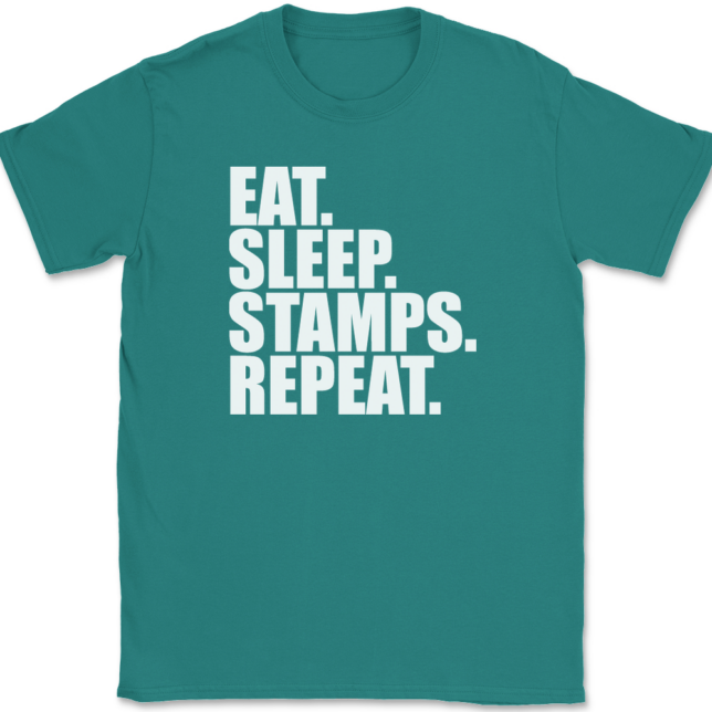 Eat Sleep Stamps Repeat T-Shirt Mens Tee - Image 11