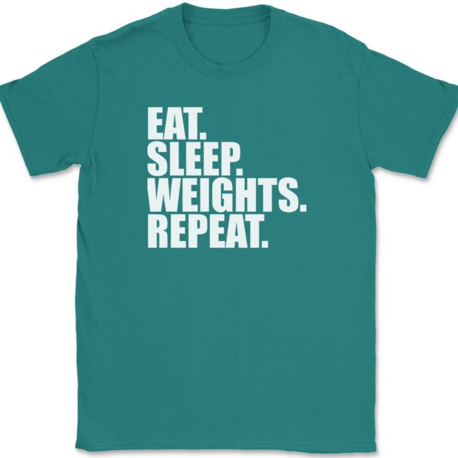 Eat Sleep Weights Repeat T-Shirt Mens Tee - Image 11