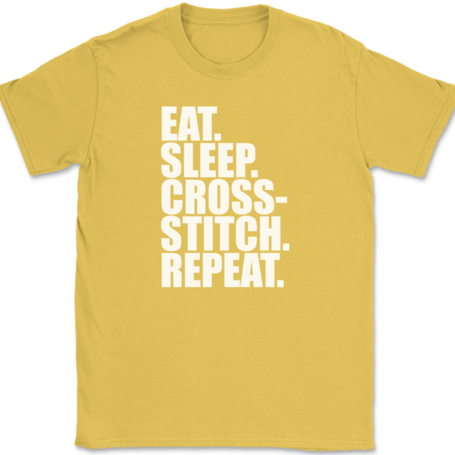 Eat Sleep Cross-Stitch Repeat T-Shirt Mens Tee - Image 14