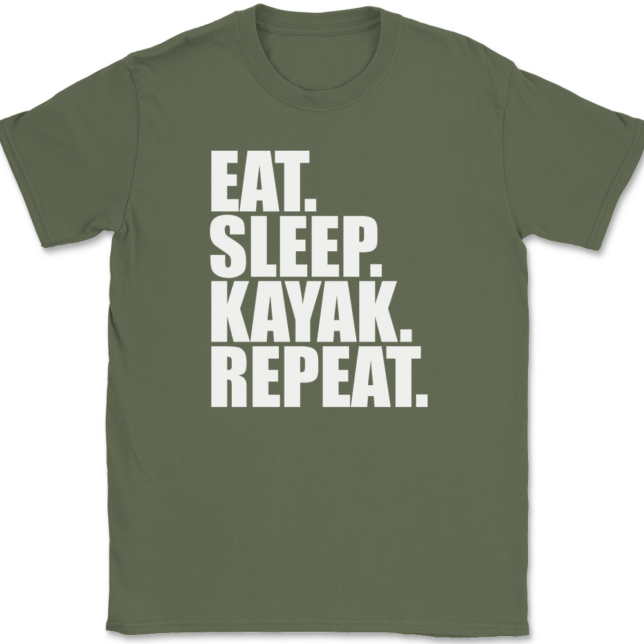 Eat Sleep Kayak Repeat T-Shirt Mens Tee - Image 15