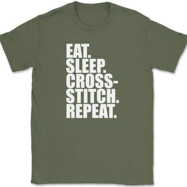 Eat Sleep Cross-Stitch Repeat T-Shirt Mens Tee - Image 15