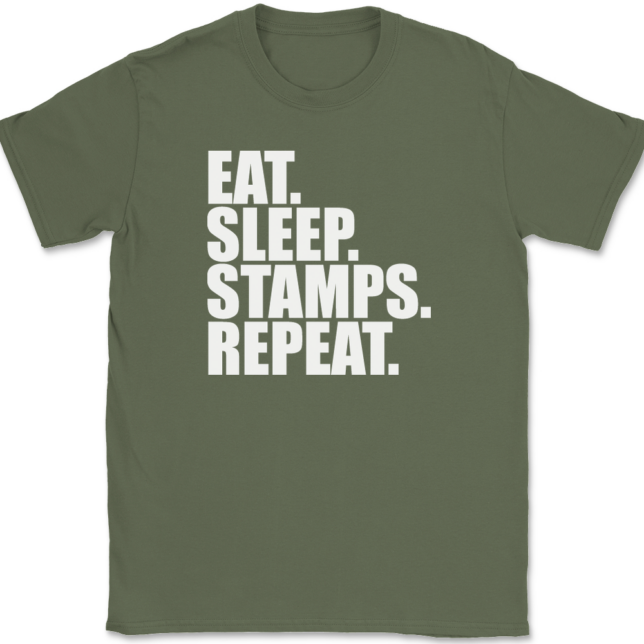 Eat Sleep Stamps Repeat T-Shirt Mens Tee - Image 15