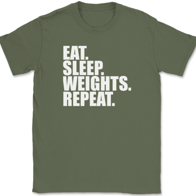 Eat Sleep Weights Repeat T-Shirt Mens Tee - Image 15