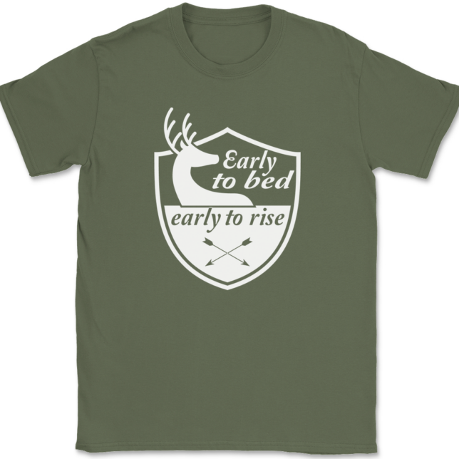 Early to Bed Early To Rise Hunter T-Shirt Mens Tee - Image 15