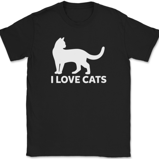 I Love Cats T-Shirt Mens Tee