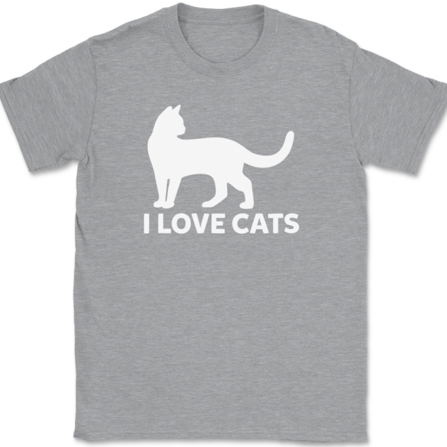 I Love Cats T-Shirt Mens Tee - Image 2