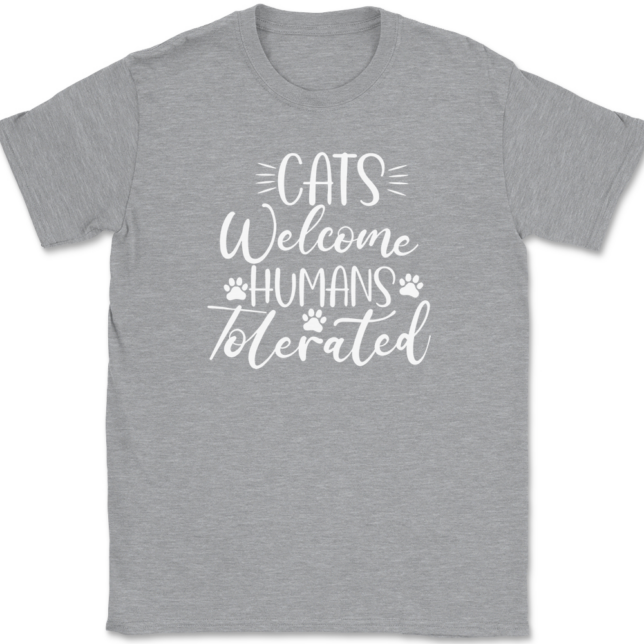 Cats Welcome Human Tolerated T-Shirt Mens Tee - Image 2