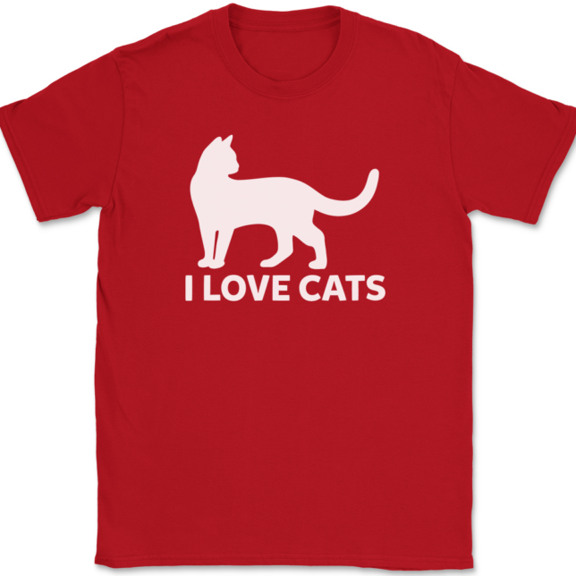 I Love Cats T-Shirt Mens Tee - Image 4