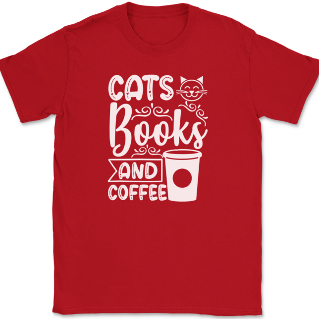 Cats Books and Coffee T-Shirt Mens Tee - Image 4