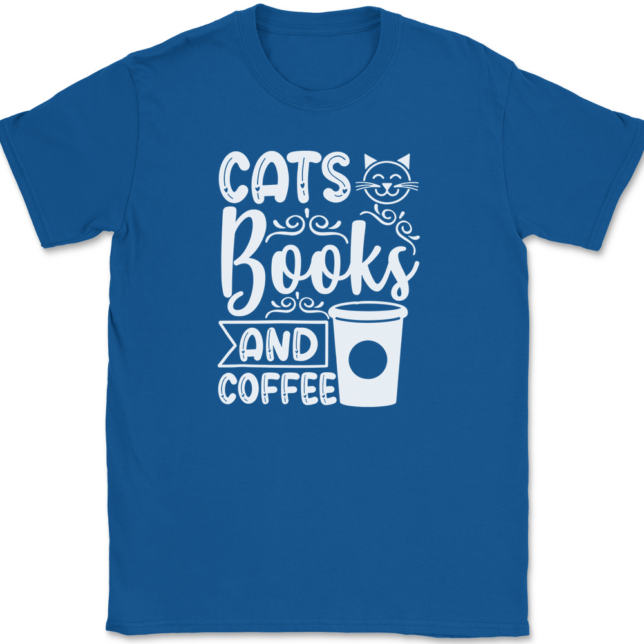 Cats Books and Coffee T-Shirt Mens Tee - Image 5