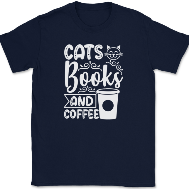 Cats Books and Coffee T-Shirt Mens Tee - Image 6