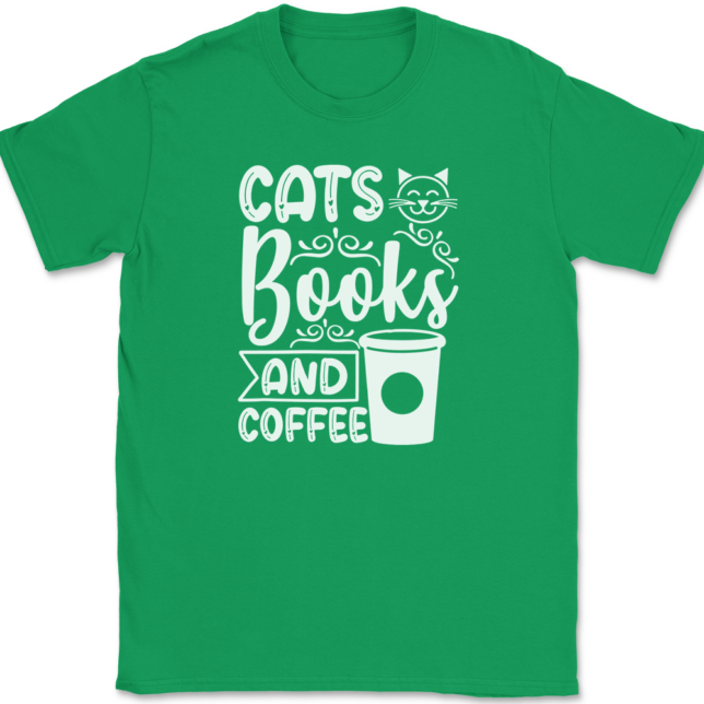 Cats Books and Coffee T-Shirt Mens Tee - Image 7