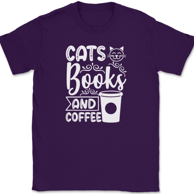 Cats Books and Coffee T-Shirt Mens Tee - Image 8