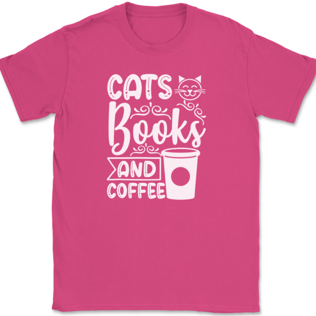 Cats Books and Coffee T-Shirt Mens Tee - Image 9