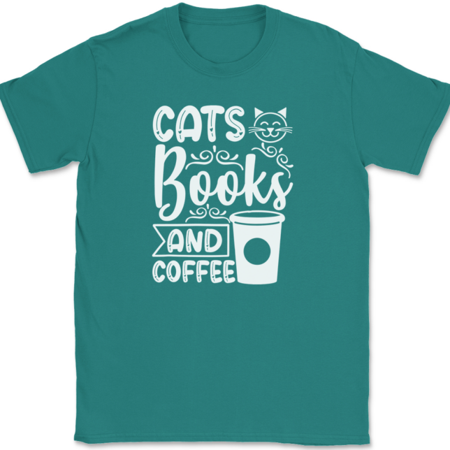 Cats Books and Coffee T-Shirt Mens Tee - Image 11