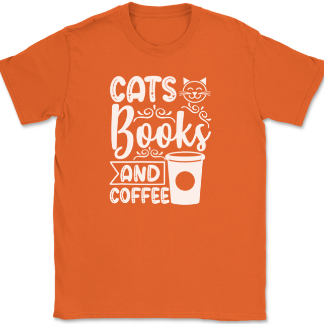 Cats Books and Coffee T-Shirt Mens Tee - Image 13