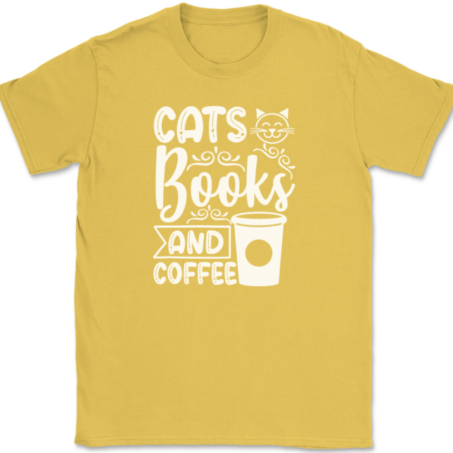 Cats Books and Coffee T-Shirt Mens Tee - Image 14