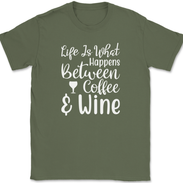 Life Is What Happens Between Coffee and Wine T-Shirt Mens Tee - Image 15