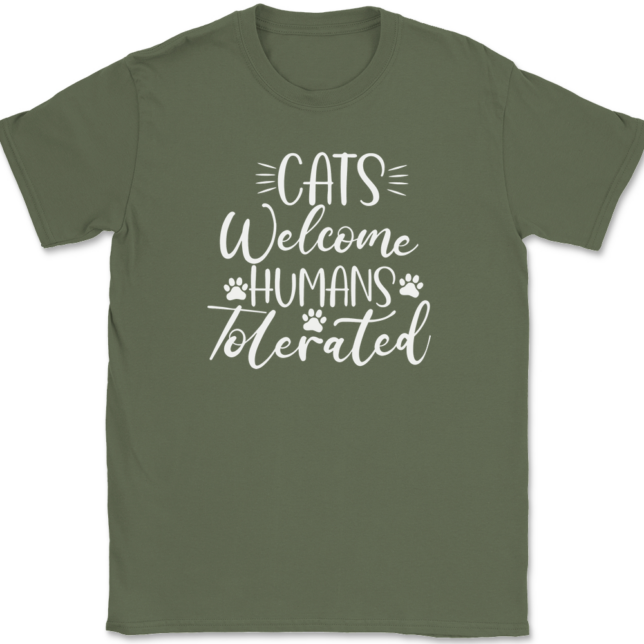 Cats Welcome Human Tolerated T-Shirt Mens Tee - Image 15