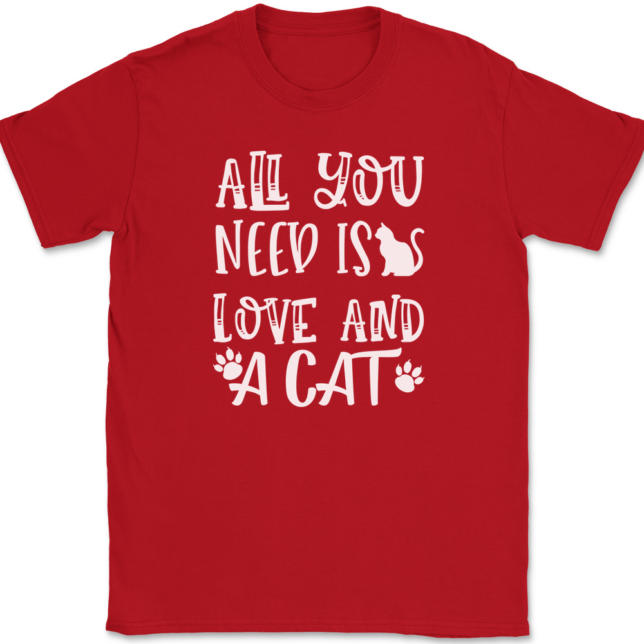 All You Need Is Love and A Cat T-Shirt Mens Tee - Image 4