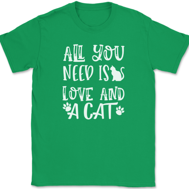 All You Need Is Love and A Cat T-Shirt Mens Tee - Image 7