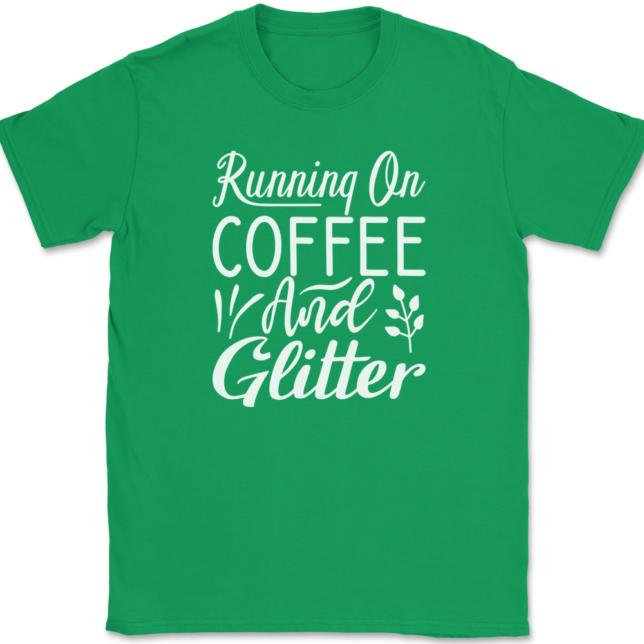 Running on Coffee and Glitter Crafting T-Shirt Mens Tee - Image 7