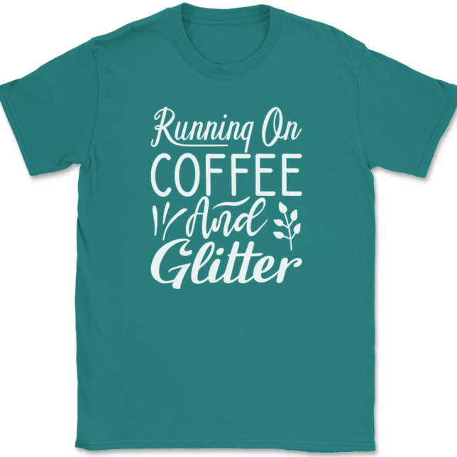 Running on Coffee and Glitter Crafting T-Shirt Mens Tee - Image 11