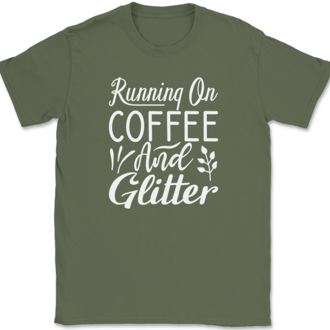 Running on Coffee and Glitter Crafting T-Shirt Mens Tee - Image 15