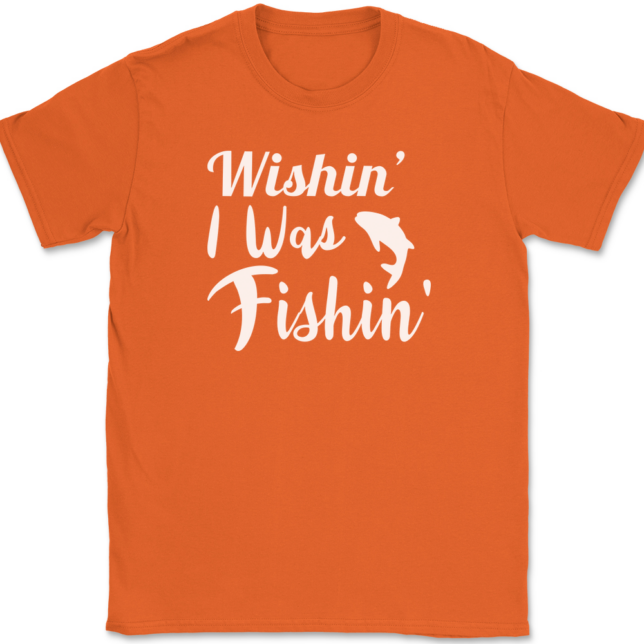 Wishin I Was Fishin T-Shirt Mens Tee - Image 13